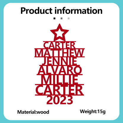 6 Names - Personalised Christmas Tree Ornaments Customised Name Xmas Wooden Decor Gifts for Family Friends-Jessemade AU