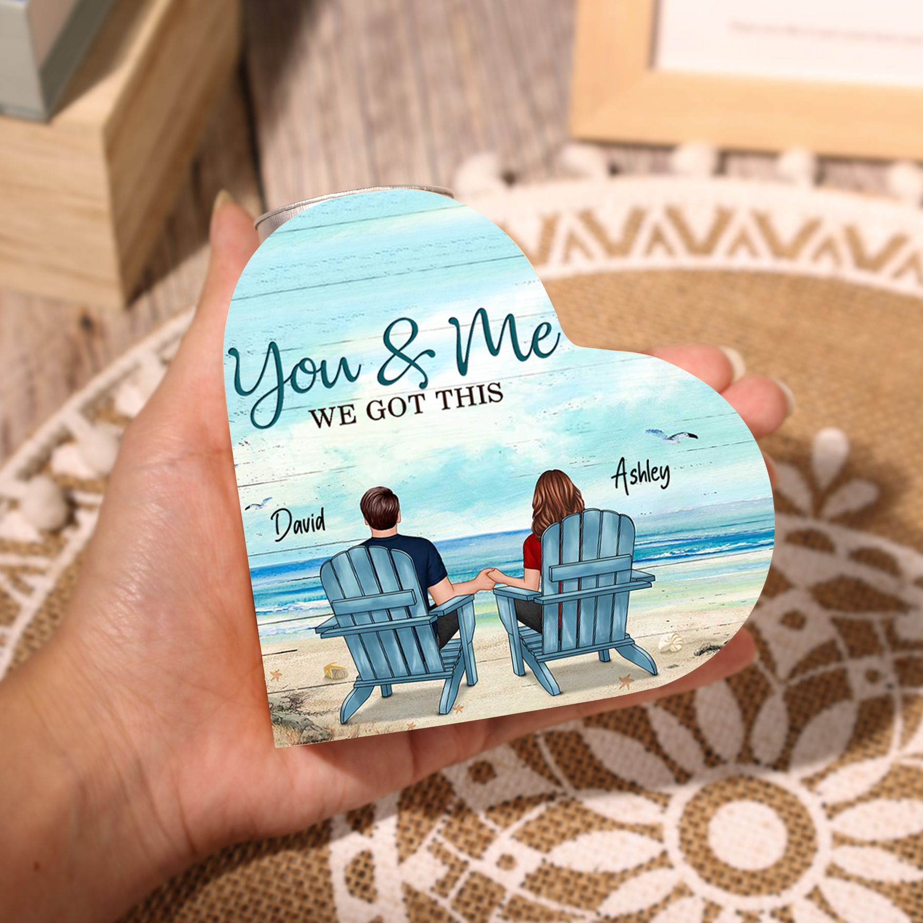 You & Me We Got This Couple Heart Candle Holder Wooden Candlesticks Romantic Gift-Jessemade AU