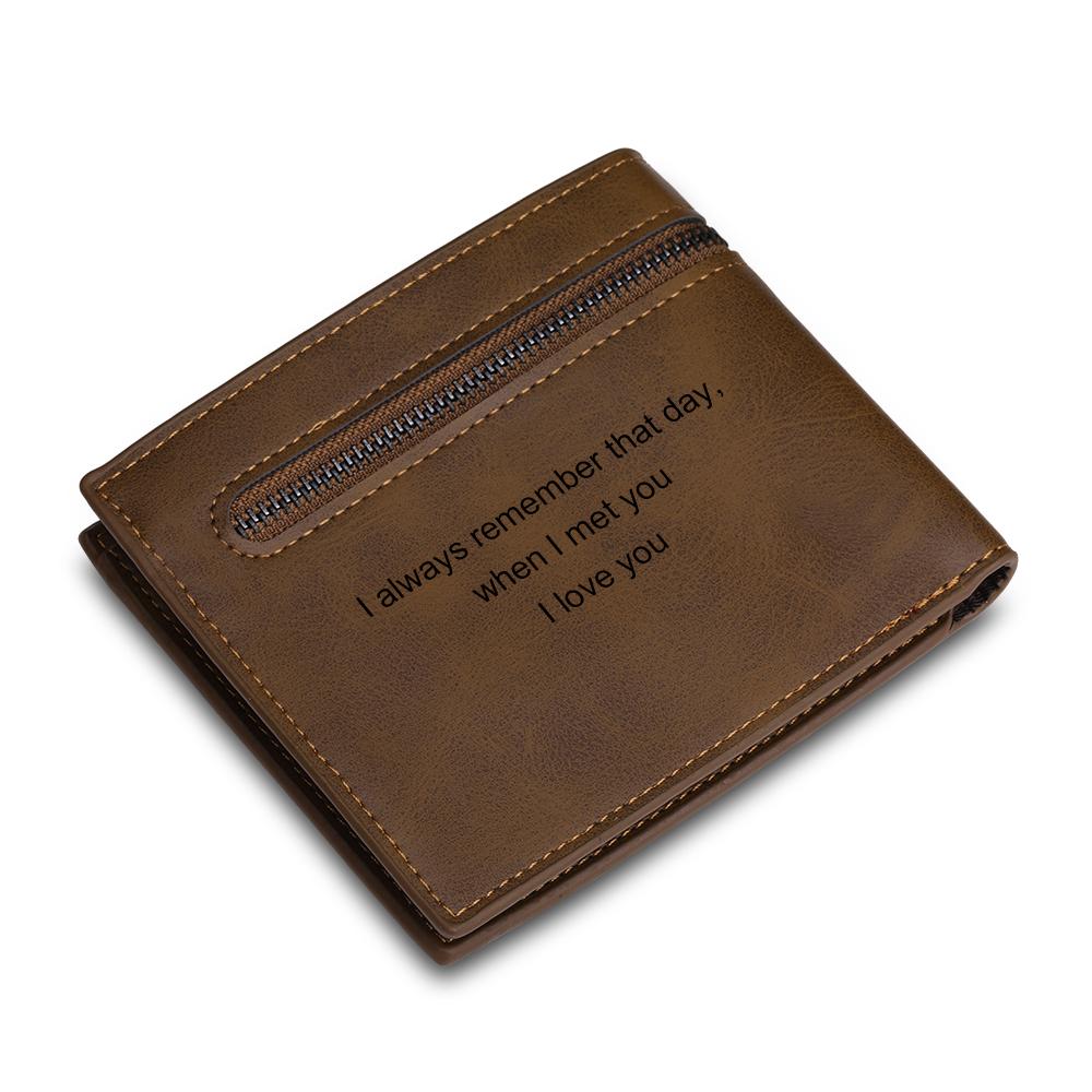 Personalised Leather Wallet Engraved Photo Short Purse Gifts For Men-Jessemade AU