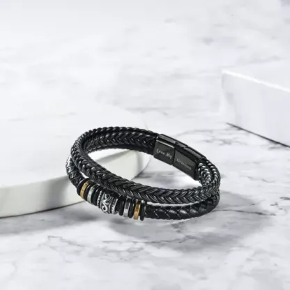To My Grandson, Inspirational Leather Bracelet Bangle with Message Card Gifts For Him-Jessemade AU