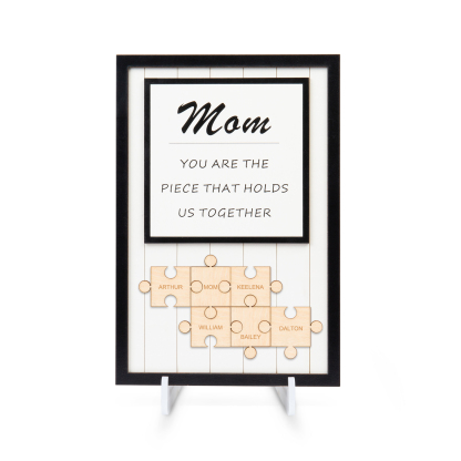 Mom Puzzle Sign Personalised 6 Names Wooden Sign Family Gifts-Mom You Are the Piece that Holds Us Together-Jessemade AU