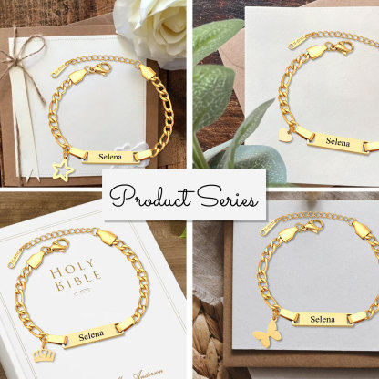Custom Name Bracelet Personalised Crown Bracelet Cuban Chain Bracelet Love Gifts-Jessemade AU