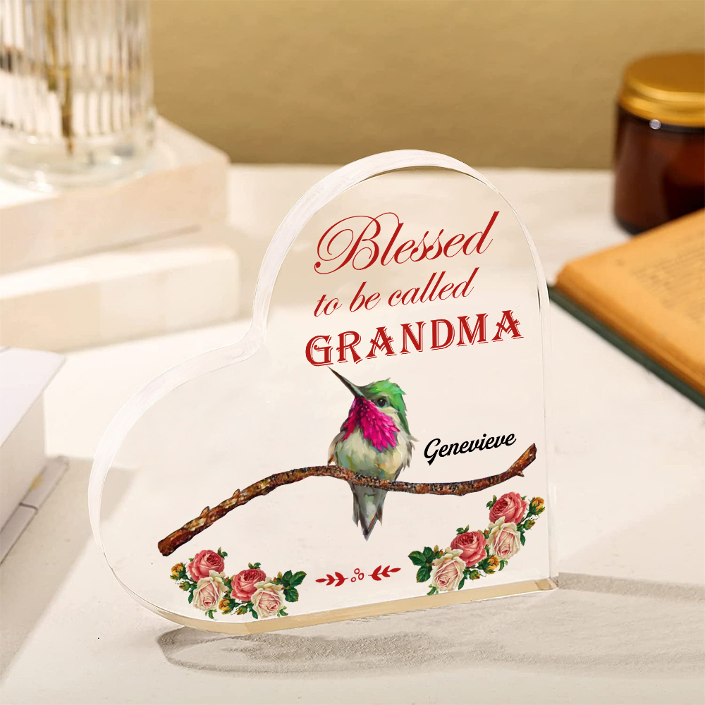 Acrylic Heart Keepsake Custom 2 Names Birds Decor Personalised Gifts for Grandma Mum-Jessemade AU