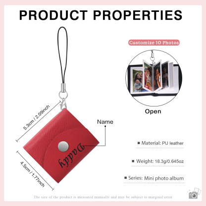 10 Photos - Personalised Mini Album Keychain Customised Photo & Name Leather Keychain Romantic Gift for Her-Jessemade AU