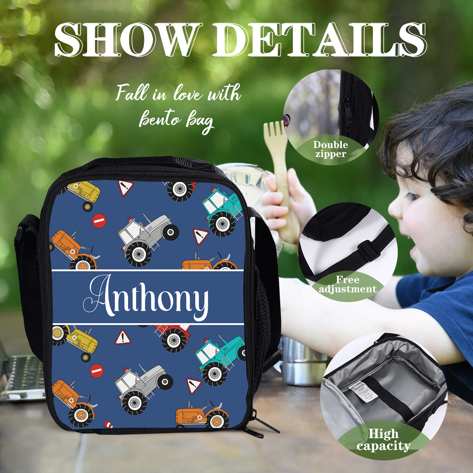 Custom Name Lunch Bag Personalised Cute Cars Lunch Box Gifts for Kids-Jessemade AU