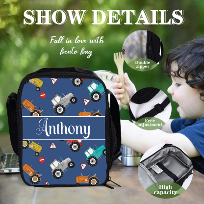 Custom Name Lunch Bag Personalised Cute Cars Lunch Box Gifts for Kids-Jessemade AU