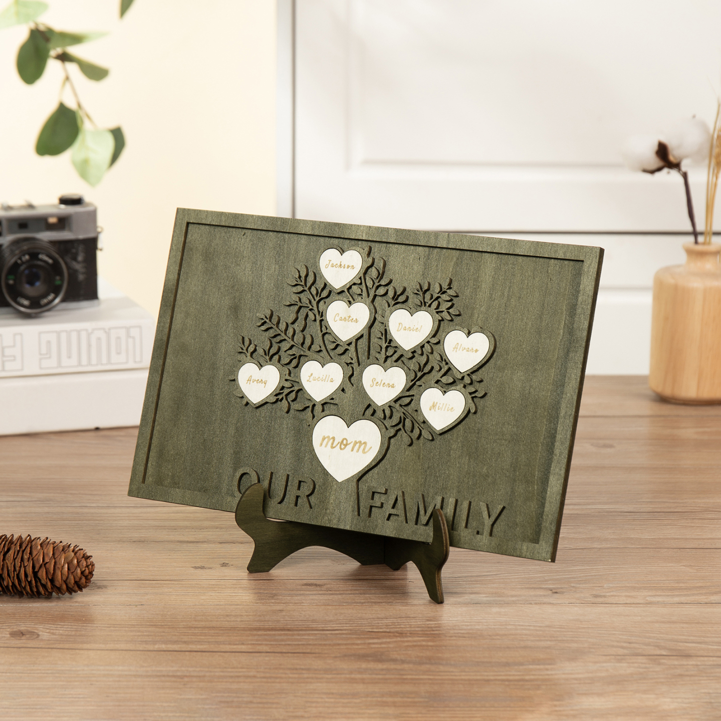 Family Tree Wood Frame Personalised Family Tree Sign Custom 9 Names Plaque-Jessemade AU