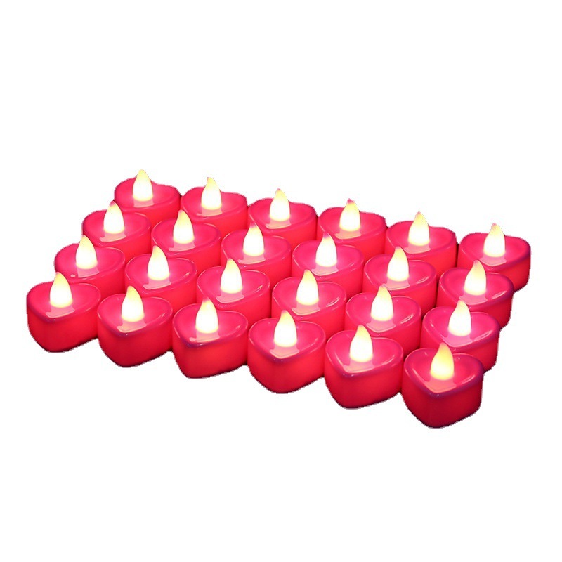 1 Piece Red Electronic Candle Heart-Shaped Night Light LED Romantic Decorations-Jessemade AU