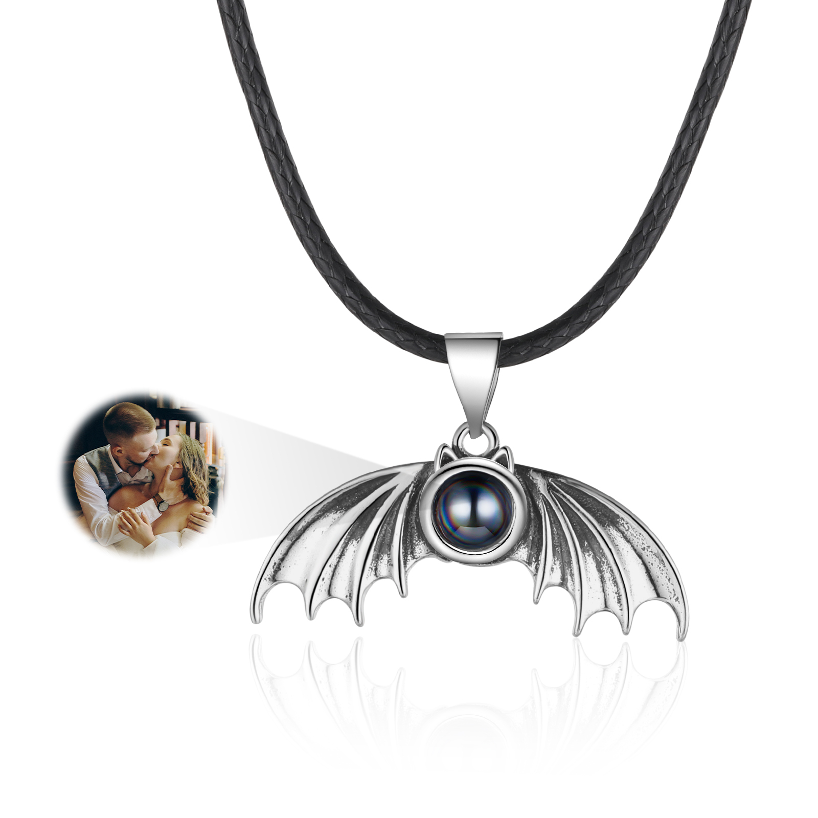 Personalised Wing Pendant Couple Necklace Set Custom Photo Projection Necklace Romantic Gifts For Him/Her-Jessemade AU