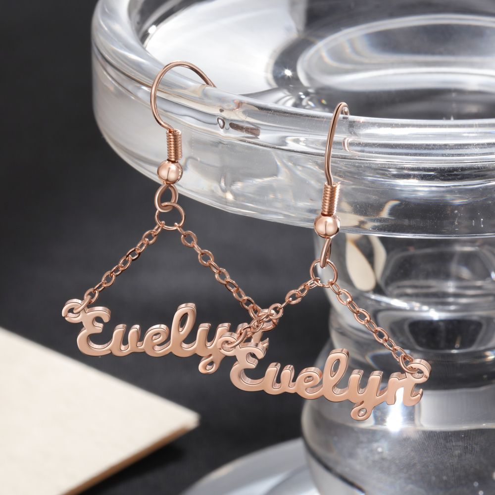 Personalised Name Drop Earring Customised Triangle Earrings for Her-Jessemade AU