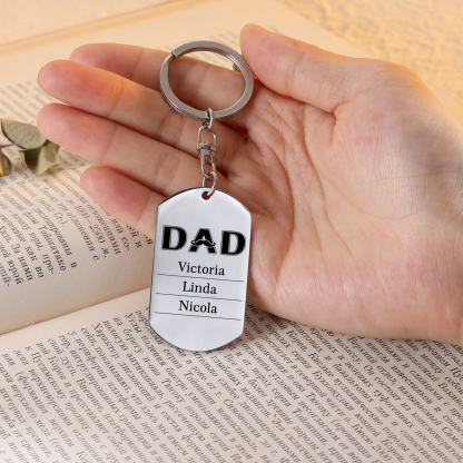 Personalised Photo Keychain Dad Keyring Engrave 3 Names Father's Day Gifts-Jessemade AU
