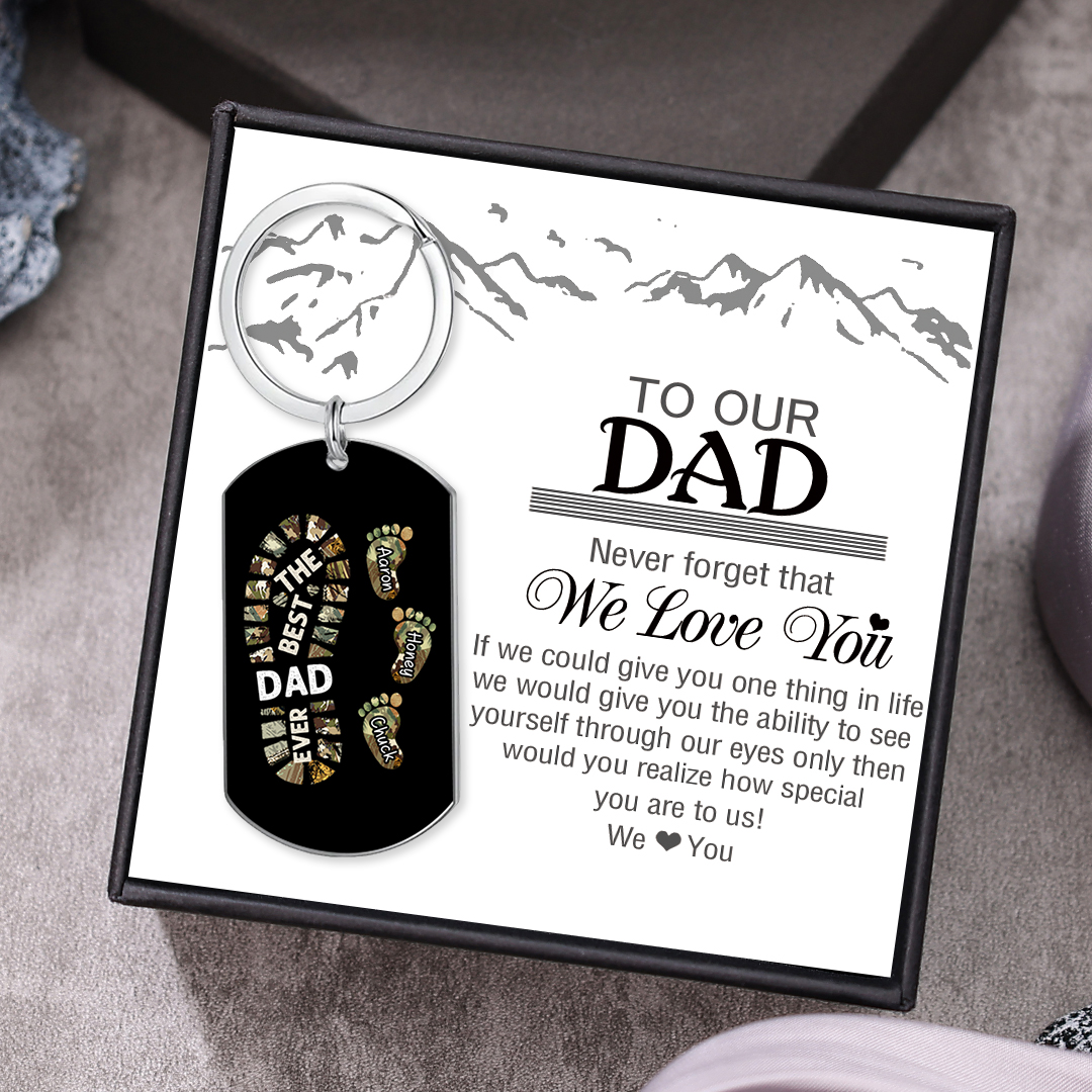 Personalised 4 Names Keychain Custom Dad Shoe Baby Feet Keychain Father's Day Gift for Dad-Jessemade AU