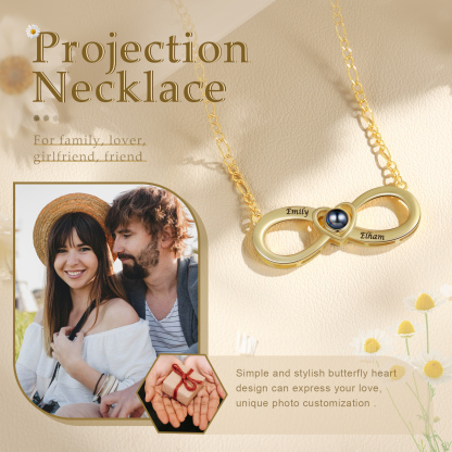2 Names - Personalised Photo Projection Necklace Custom Name Infinity Love Necklace Gift for Her-Jessemade AU