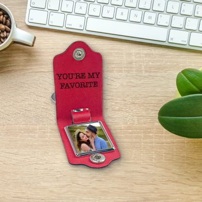 Personalised Photo Keychain Custom Text & 2 Names Leather Keyring Heart Gifts for Couples/Friends-Jessemade AU