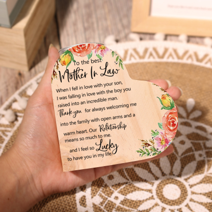 To My Best Mother-In-Law Heart Candle Holder Wooden Candlestick Mothers Gifts-I feel so Lucky to have you in my life-Jessemade AU