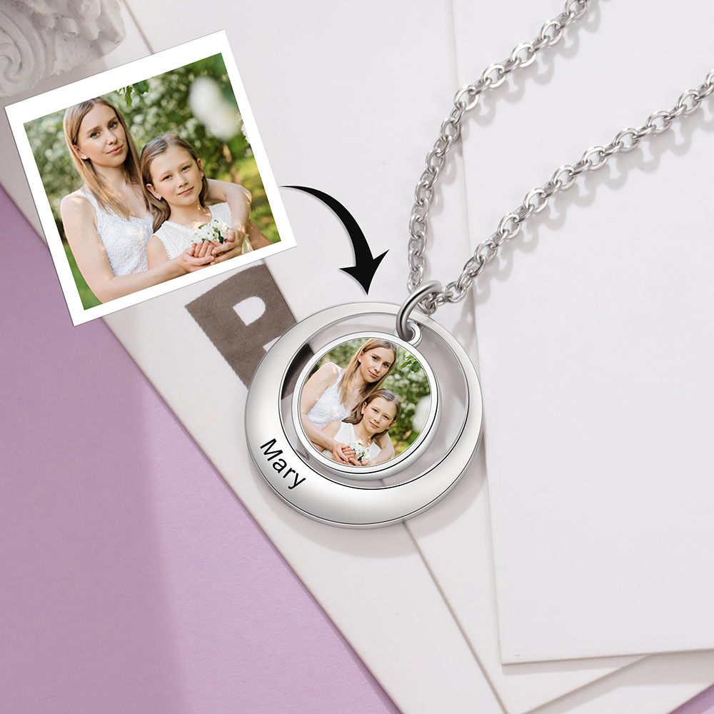 Personalised Family Circles Necklace Engraved Name Photo Necklace Gifts for Her-Jessemade AU