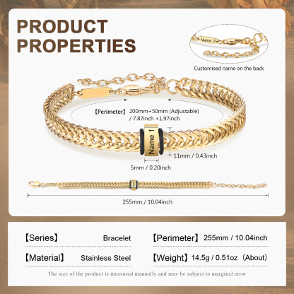 Personalised Men's Beaded Bracelet Custom 2 Names Adjustable Bracelets Stainless Steel Gifts for Him-Jessemade AU