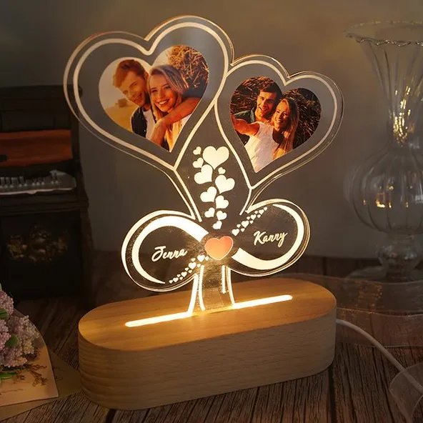 Personalised Couple Photo Night Light Custom 2 Names LED Lamp Infinity Love Romantic Gifts for Him/Her-Jessemade AU