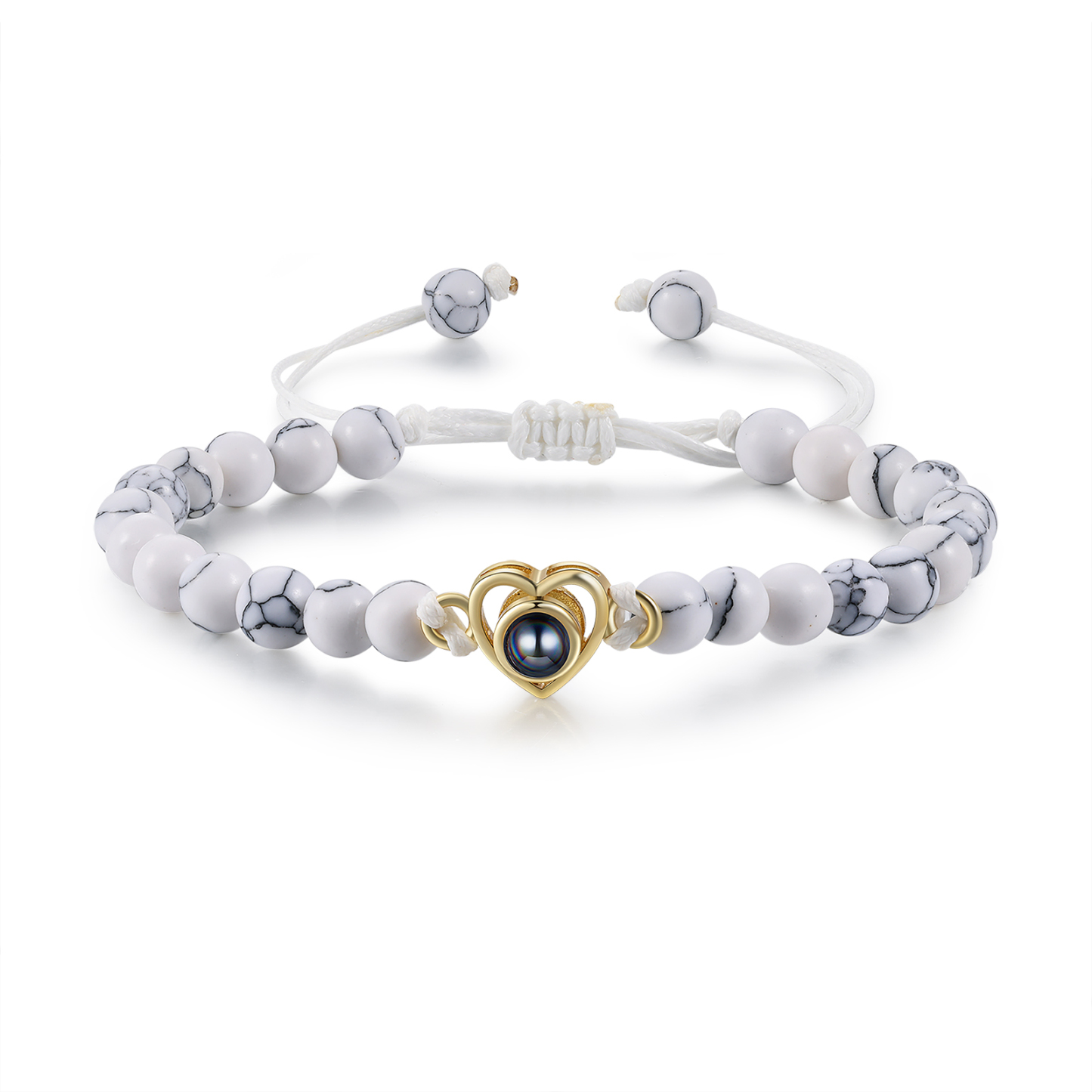 Personalised Projection Beaded Bracelet Customised Photo Bracelet White Adjustable Bracelet Personalised Gift for Couples-Jessemade AU