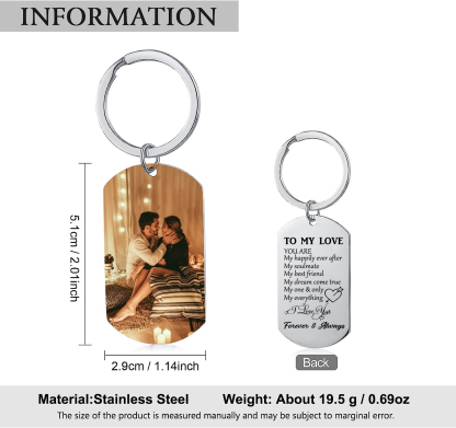 To My Love/Man Couple Keychain Customised Photo Stainless Steel Keyring Valentine's Day Gift for Couples-Jessemade AU