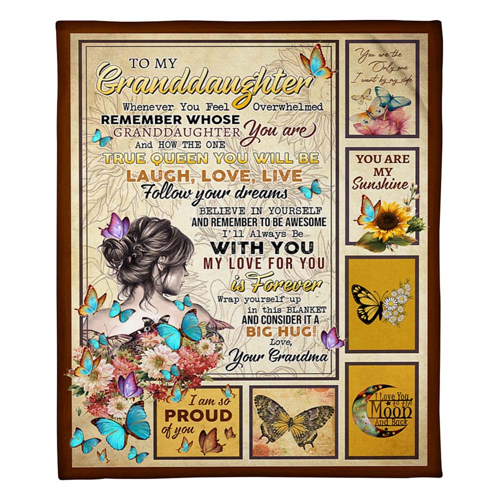 Grandma To Granddaughter, When Ever You Feel Overwhelmed, Fleece Blanket-Jessemade AU