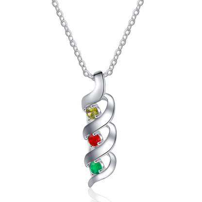 Customised Necklace Cascading Pendant with 3 Birthstones Engraving 3 Names Gifts for Her-Jessemade AU