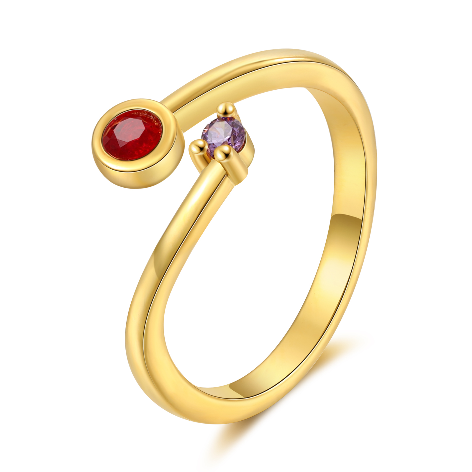 Personalised Women's Ring Custom 2 Birthstones Open Ring Birthday Gift for Ladies Girls-Jessemade AU