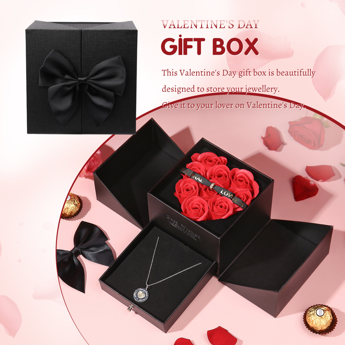 Red Rose Exquisite Jewelry Box Storage Box Valentine's Day Gift Packaging Box-Jessemade AU