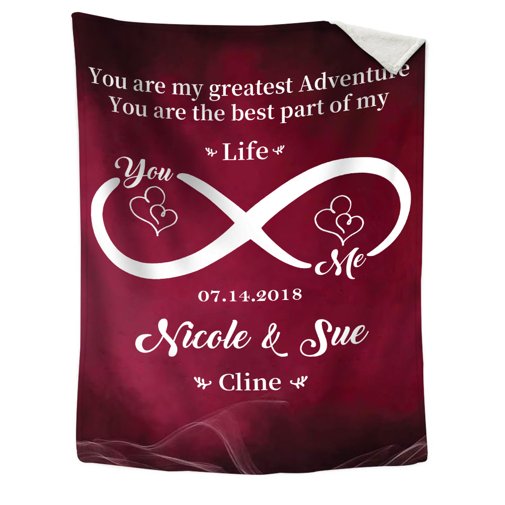 Personalised Couple Blanket Customised 2 Names & Date Blanket Gift for Him/Her - You Are The Best Part Of My Life-Jessemade AU