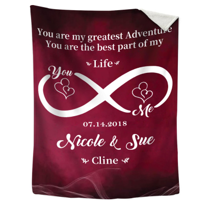 Personalised Couple Blanket Customised 2 Names & Date Blanket Gift for Him/Her - You Are The Best Part Of My Life-Jessemade AU