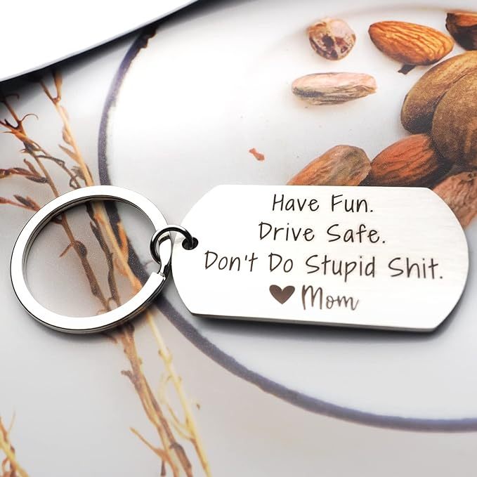 Drive Safe Don’t Do Stupid From Mom/Mum/Dad Funny Keychain for Kids-Jessemade AU
