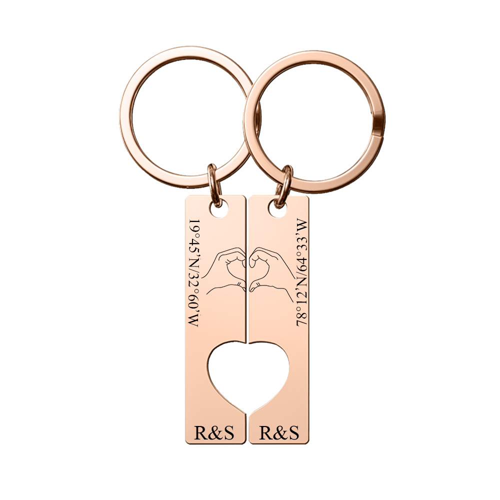 Personalised Couple Keychain Set Customised Letters & Text Matching Keyring Valentine's Day Gift for Couples-Jessemade AU