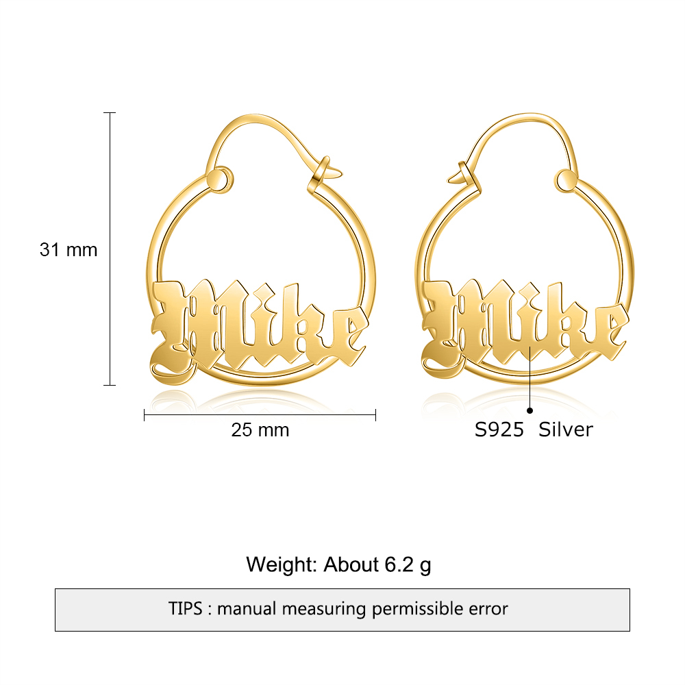 Personalised Big Circle Earring Customised 1 Name Gifts for Her-Jessemade AU