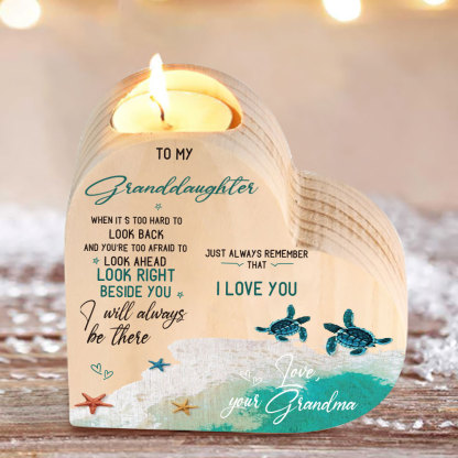 To My Granddaughter Wooden Heart Candle Holder "remember how much I love you"-Jessemade AU