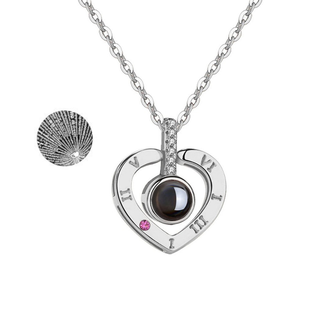 Personalised 100 Languages Projection Necklace Engraved  " I LOVE YOU" Heart Necklace Gifts For Her-Jessemade AU