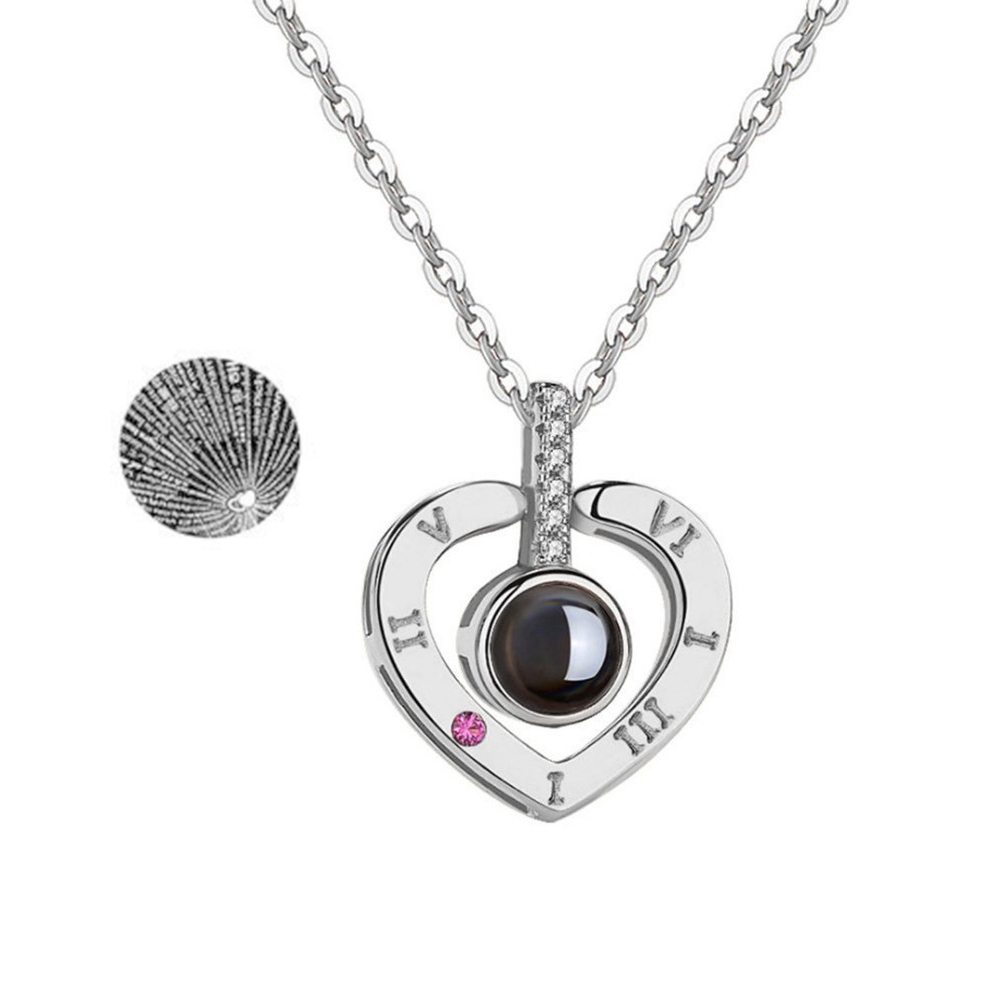 Personalised 100 Languages Projection Necklace Engraved  " I LOVE YOU" Heart Necklace Gifts For Her-Jessemade AU