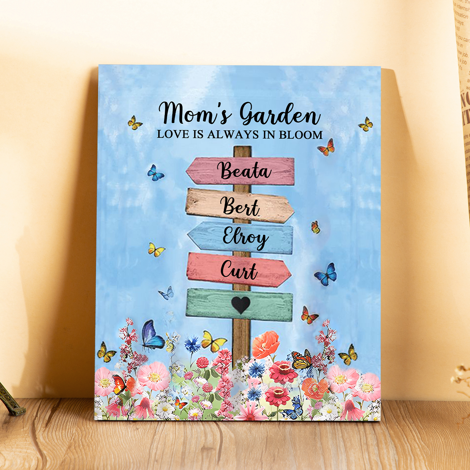 4 Names - Personalised Wooden Plaque Garden Custom Text Home Decoration Gift for Mother/Grandma-Jessemade AU