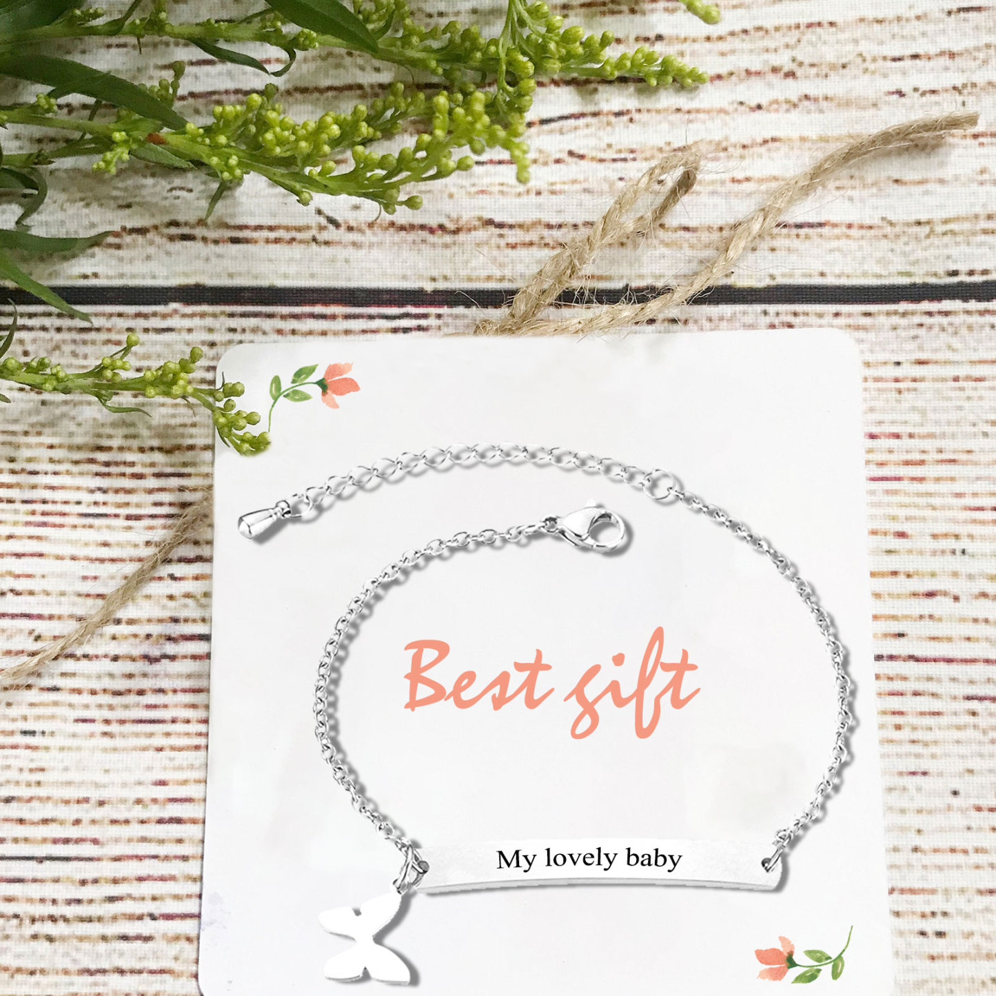 Custom 1 Name Bracelet Personalised Butterfly Bracelet Love Gifts For Her-Jessemade AU