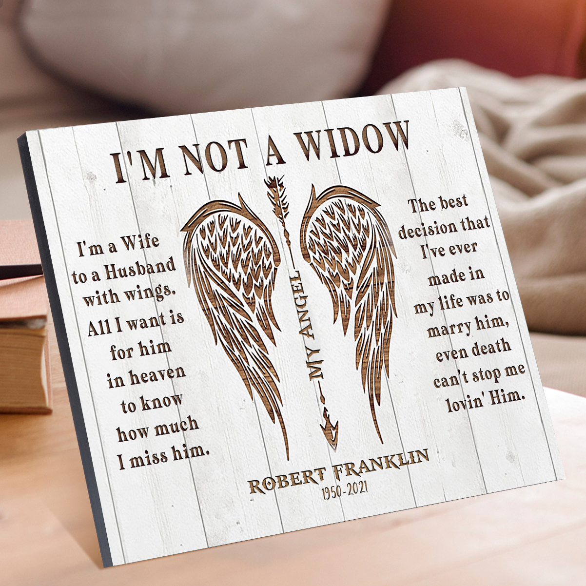 Memorial Wooden Plaque Custom Texts Art Decorations Picture Board Desktop Ornaments - I'm Not A Widow-Jessemade AU