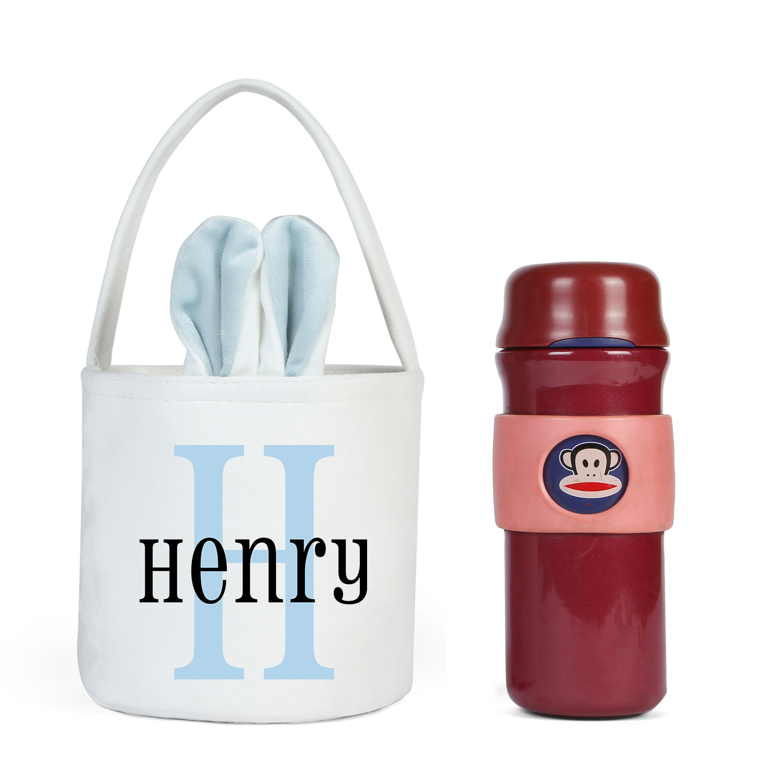 Personalised Bunny Tote Bag Custom Name & Letter Bunny Basket Bucket Bag Easter Gifts-Jessemade AU