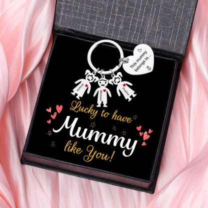 Personalised Heart Keychain With Engraved 3 Kid's Names Charms "This Mummy Belongs to" Mother's Day Gifts For Mum-Jessemade AU