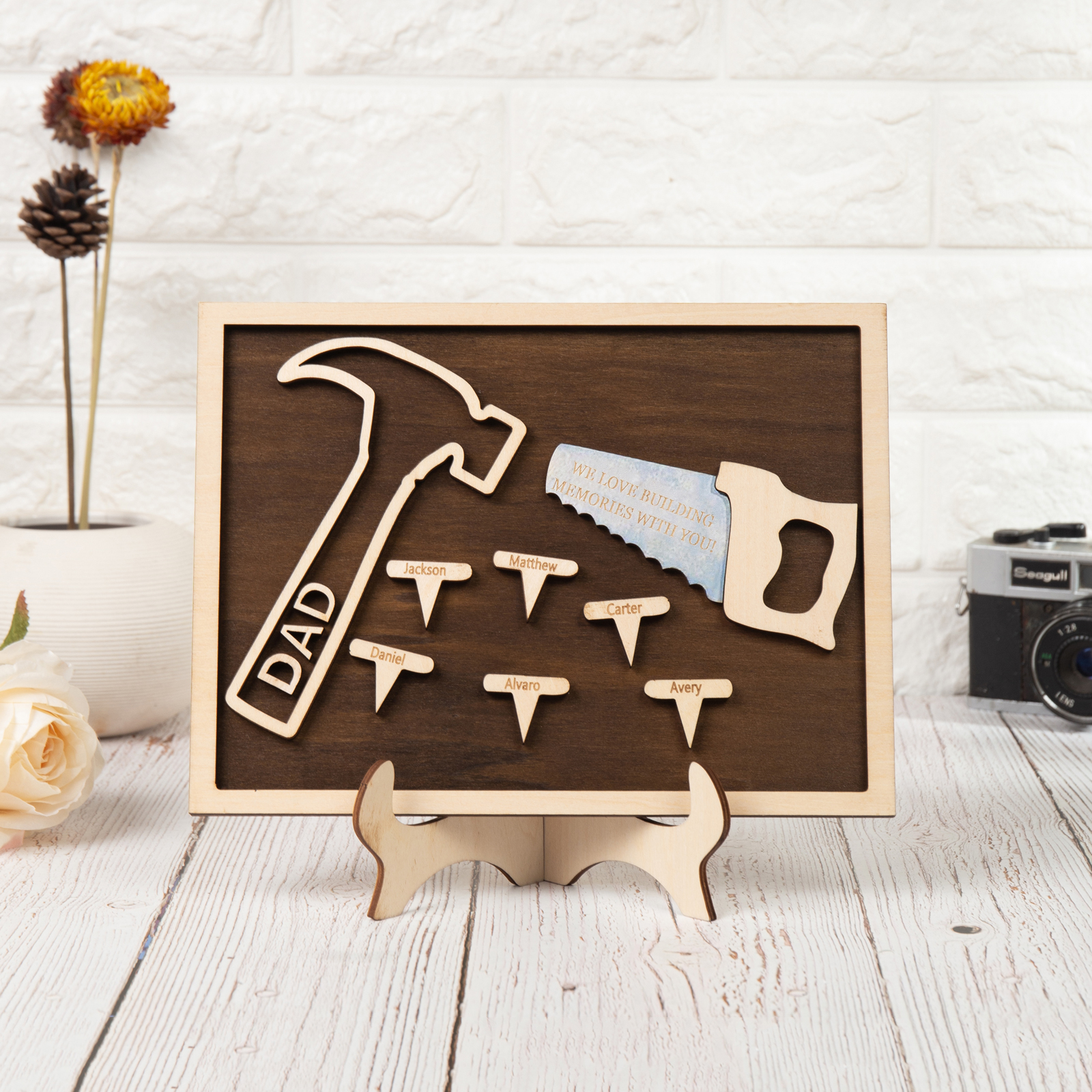 Dad Tool Set Wood Signs Custom 6 Names Father’s Day Handyman Construction Dad Sign-Jessemade AU