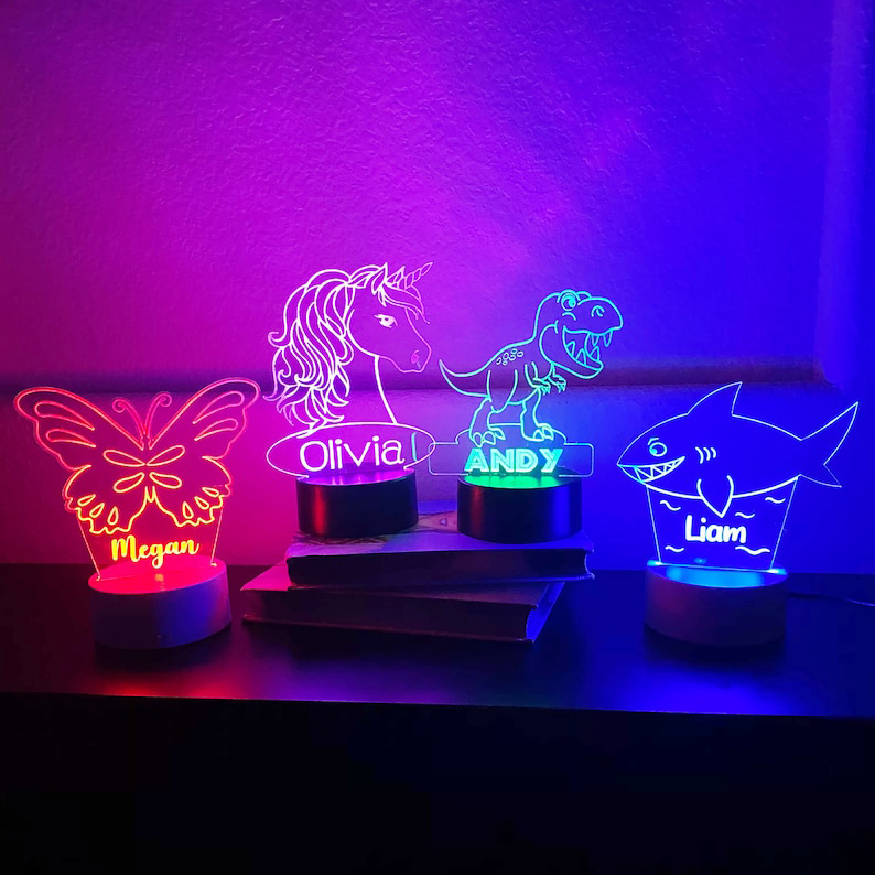 Personalised Shark Home Decoration Lamp With Custom Name Night Light Kid's Bedroom Decor Children's LED Light-Jessemade AU