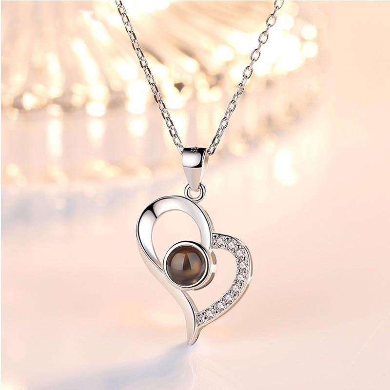 Personalised 100 Languages Projection Necklace Engraved  " I LOVE YOU"  Gifts For Her-Jessemade AU