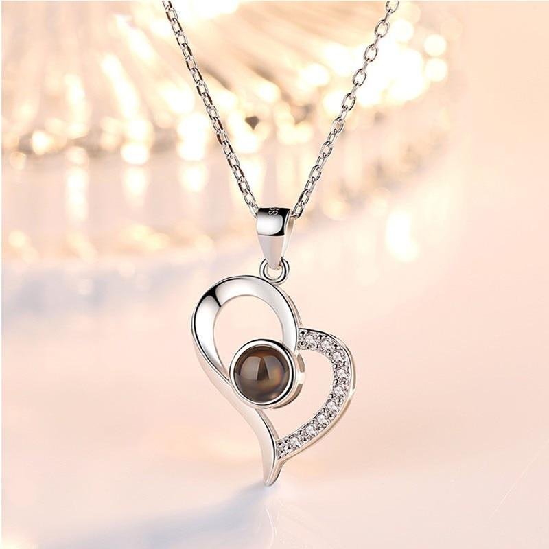 Personalised 100 Languages Projection Necklace Engraved  " I LOVE YOU"  Gifts For Her-Jessemade AU