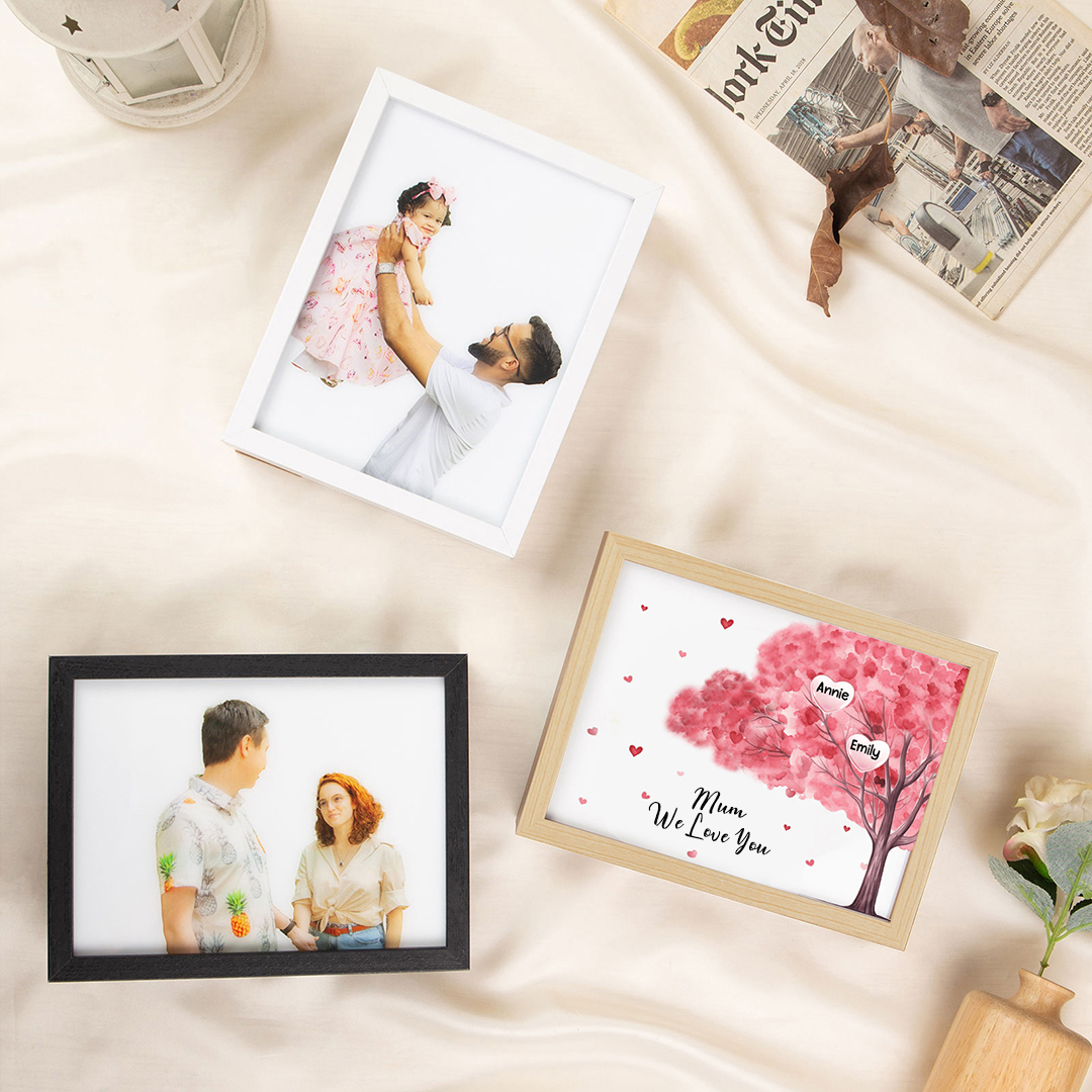 Personalised Frame Night Light Custom 1 Text & 2 Names Pink Family Tree Ornament Gifts for Mother/Grandma-Jessemade AU