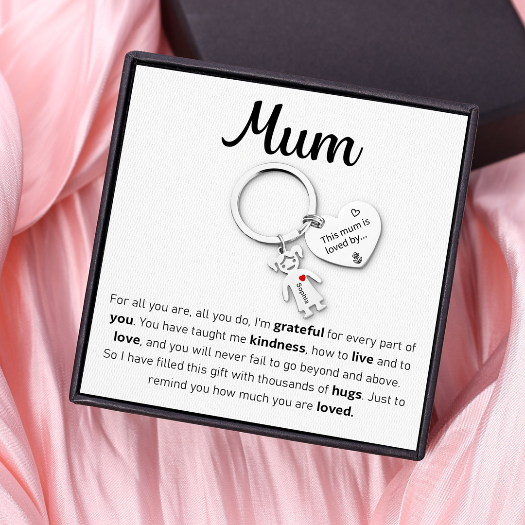 1 Name - Personalised Keychain with Kid Charm Engraved Names Keychain Mother's Day Gift for Mum-Jessemade AU