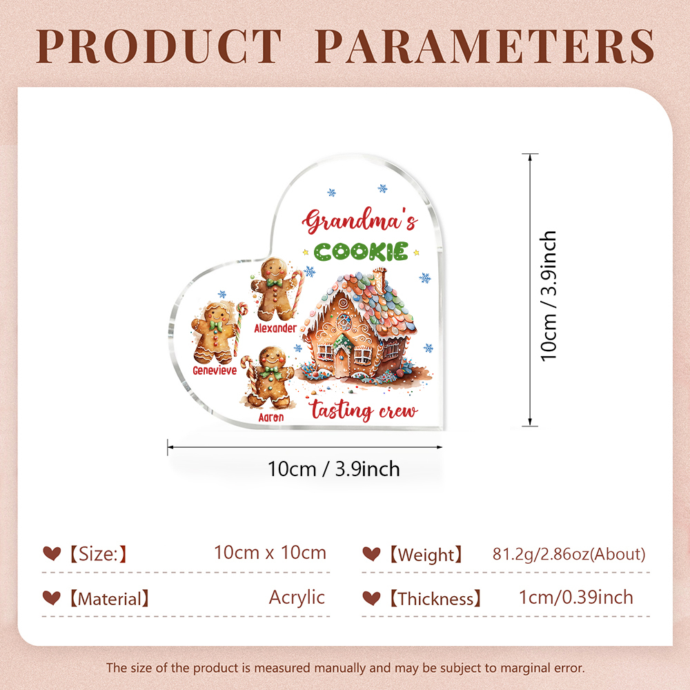 Acrylic Heart Keepsake Customised 4 Names Christmas Decor Personalised Gifts for Grandma Mum-Jessemade AU