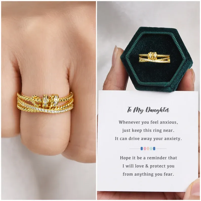 To My Daughter-S925 Spinning Bead Fidget Ring