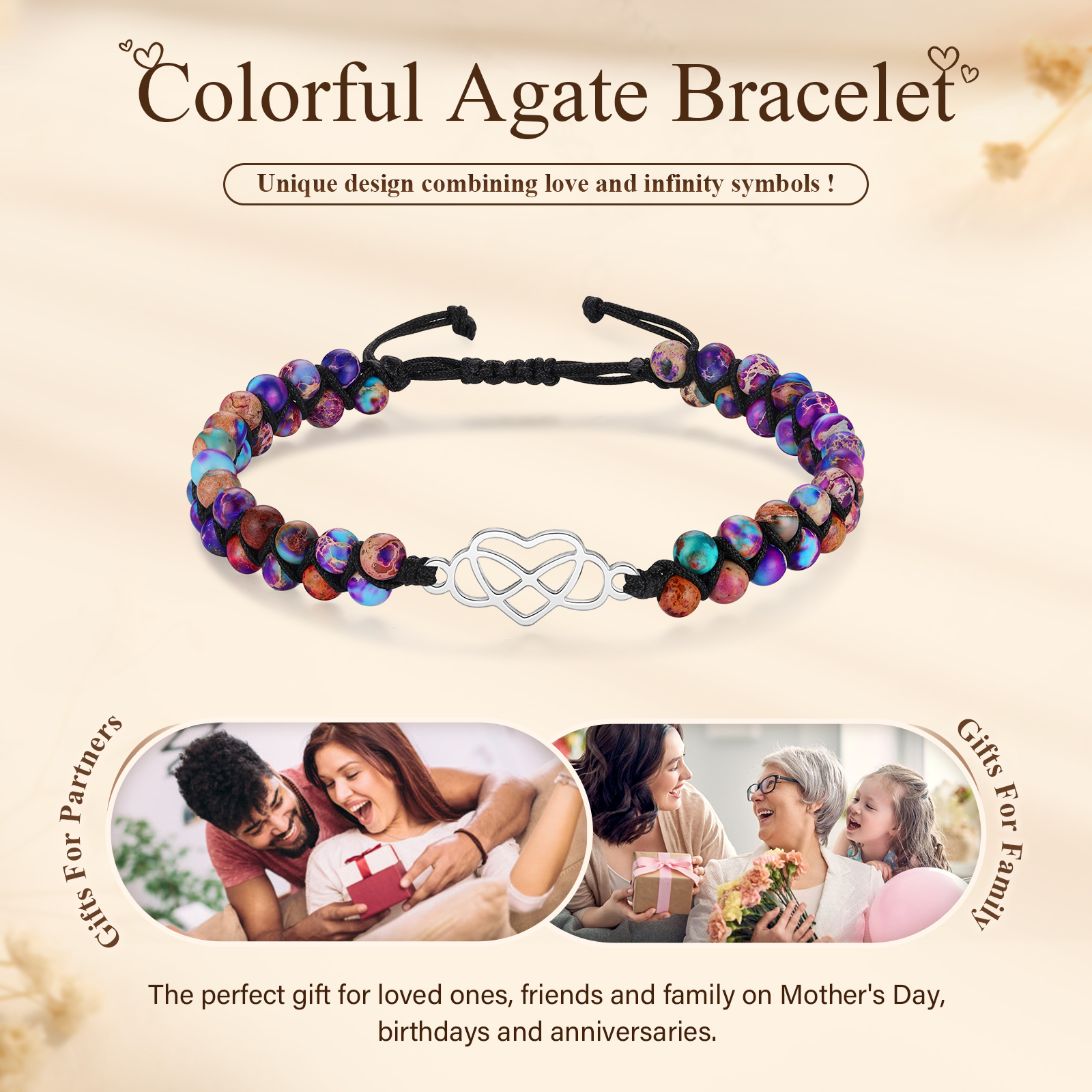 To My Granddaughter Infinity Heart Bracelet with Message Card Adjustable Bracelet Gift for Her - Never Forget How Much I Love You